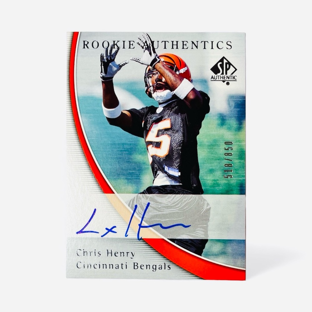 Chris Henry Rookie Authentics Auto 518/850 Cincinnati Bengals NFL Football